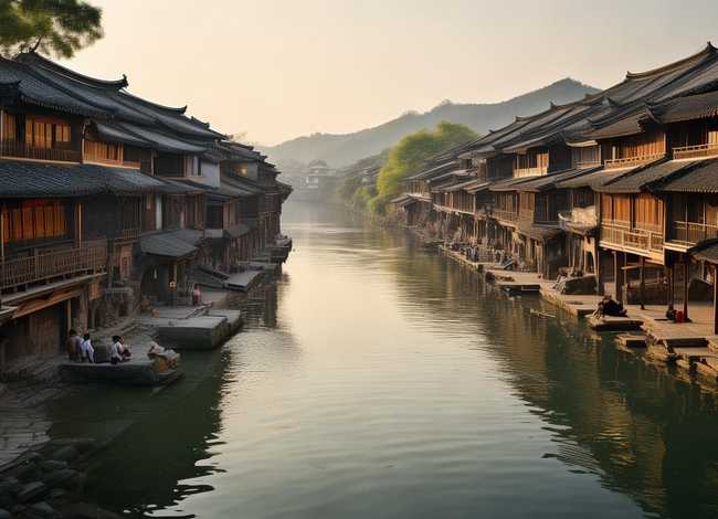 清水的古诗，“清水穿城过,人家尽枕河”,这句话是什么意思