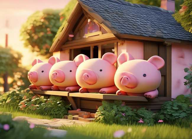 童话故事儿童版小猪 - 三只小猪的故事 儿童睡前故事 经典童话故事