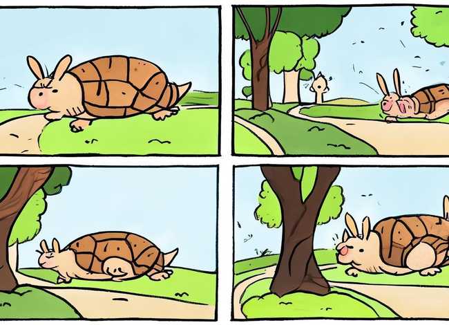 儿童简笔连环画小故事4格、龟兔赛跑简笔画4幅图 儿童简笔连环画小故事4格、龟兔赛跑简笔画4幅图