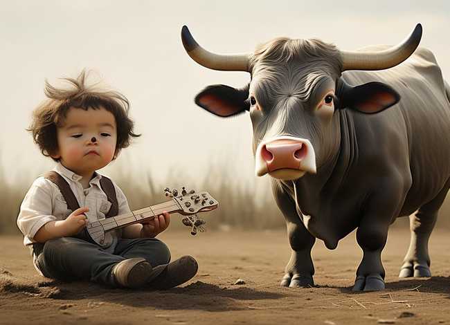 幼儿成语故事简笔画;简笔画成语故事对牛弹琴 幼儿成语故事简笔画;简笔画成语故事对牛弹琴