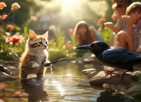 小猫钓鱼乌鸦喝水儿童故事视频 适合幼儿小班的故事