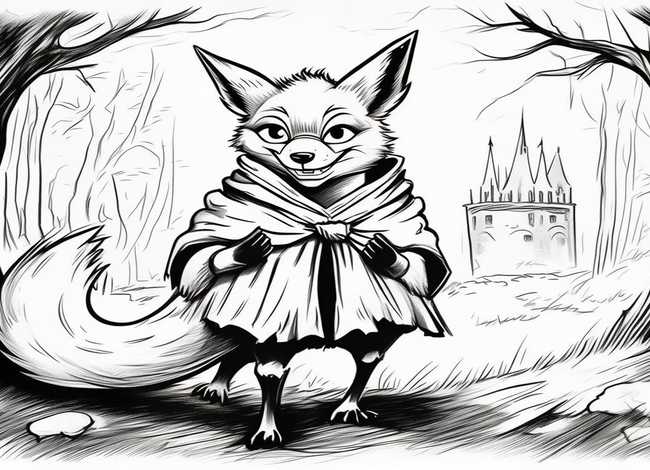 故事画简笔画 黑白；列那狐的故事插画简笔画-列那狐的故事列那狐的故事怎么画