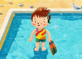 儿童自己穿衣简笔画 - 学游泳作文的插图怎么画