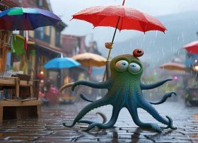 乌贼绘本故事、绘本《章鱼先生卖雨伞》1