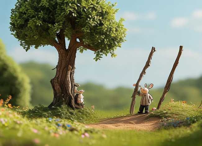 儿童故事ppt背景，守株待兔成语故事ppt