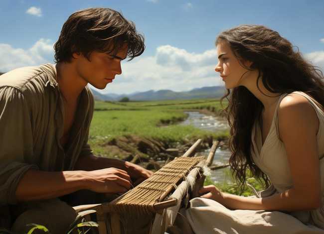 牛郎织女的故事图片、牛郎男耕女织怎么画