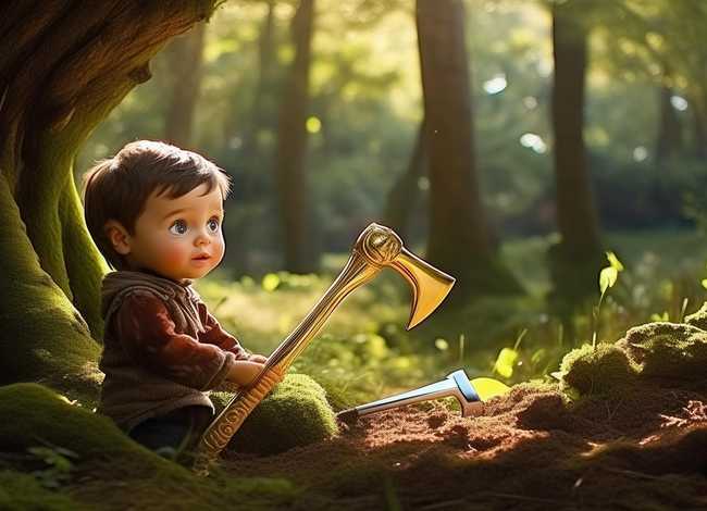 儿童故事金斧子 - 一个关于金银斧头的寓言故事 儿童故事金斧子 - 一个关于金银斧头的寓言故事