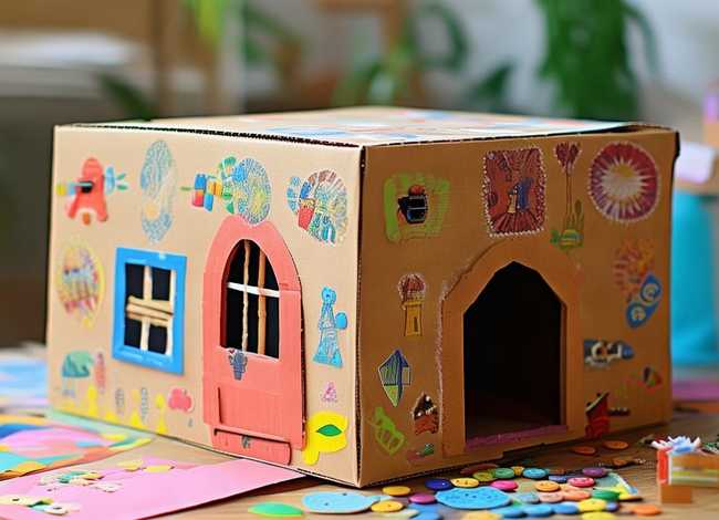 故事儿童盒子、长方形的纸箱片能做什么手工