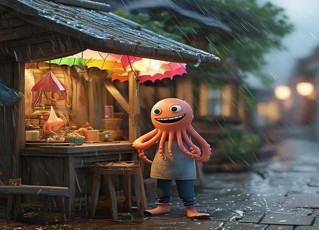 下雨天卖伞的故事 - 绘本《章鱼先生卖雨伞》