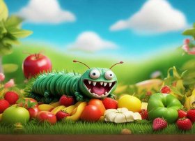 水果的故事儿童（幼儿作业讲故事,毛毛虫吃水果）