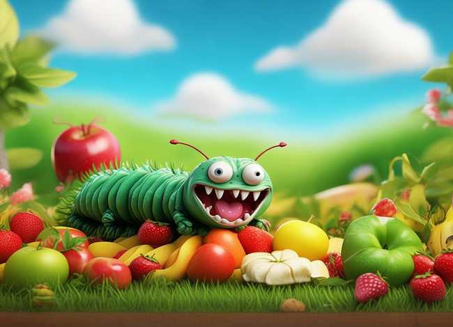 水果的故事儿童（幼儿作业讲故事,毛毛虫吃水果）
