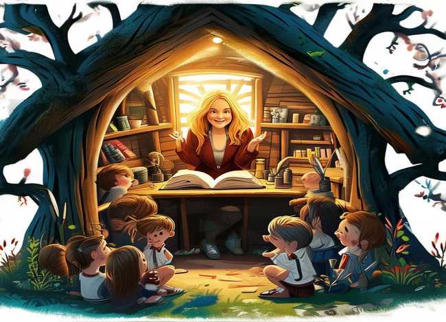 英文绘本插画手绘、树屋插画-人物JK罗琳告诉你如何把孩子培养成写作界的高手