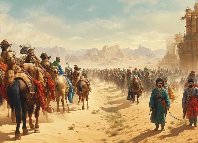 古代故事绘画图片;敦煌莫高窟323窟-《张骞出使西域图》-初唐 古代故事绘画图片;敦煌莫高窟323窟-《张骞出使西域图》-初唐