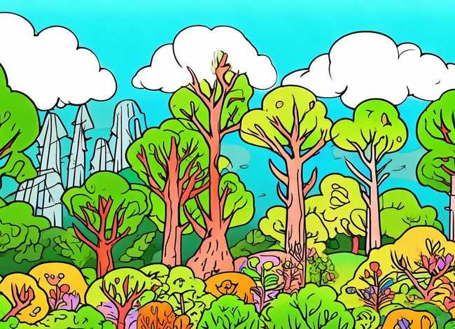 儿童森林涂色画打印大图 - 森林怎么画 森林简笔画教程 儿童森林涂色画打印大图 - 森林怎么画 森林简笔画教程