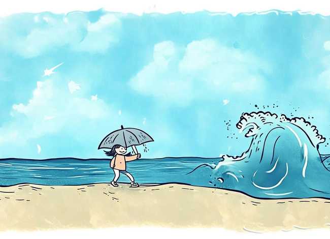 下雨天儿童简笔画;浪花简笔画简单一点 下雨天儿童简笔画;浪花简笔画简单一点