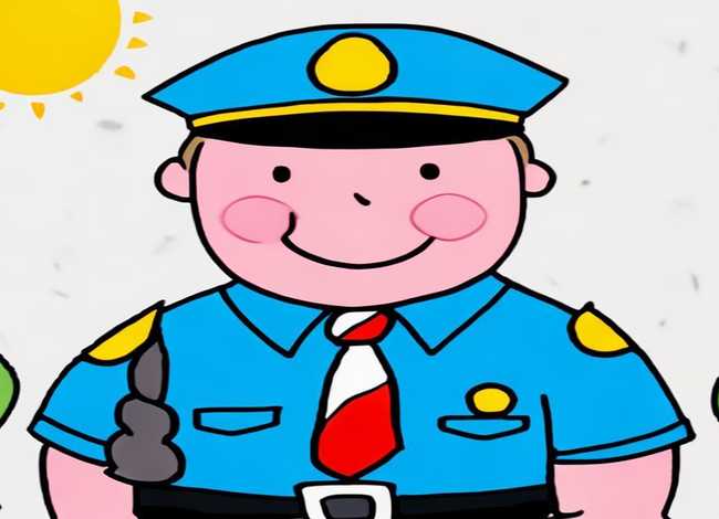 领带儿童画图片、简笔画警察怎么画