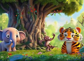 六一儿童节表演童话故事完整版 - 关于大象老虎猴子的童话故事