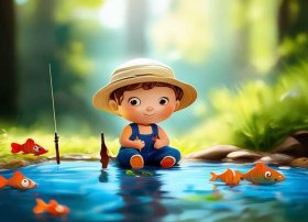 自制故事小书5张带图片 幼儿自制小猫钓鱼故事小书