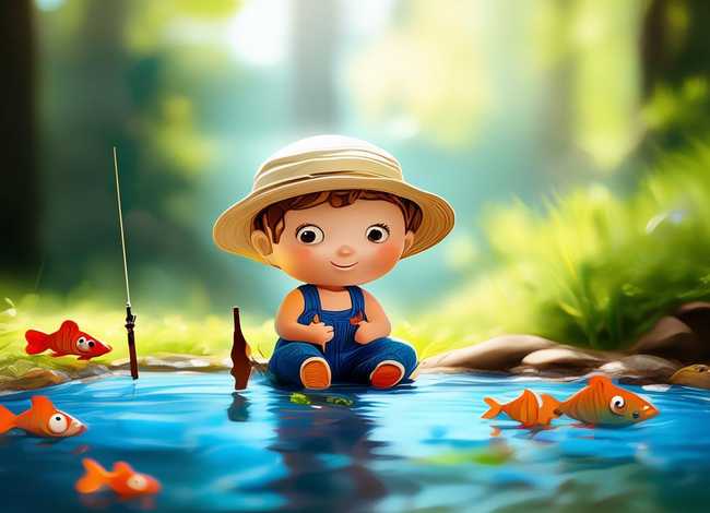 自制故事小书5张带图片 幼儿自制小猫钓鱼故事小书