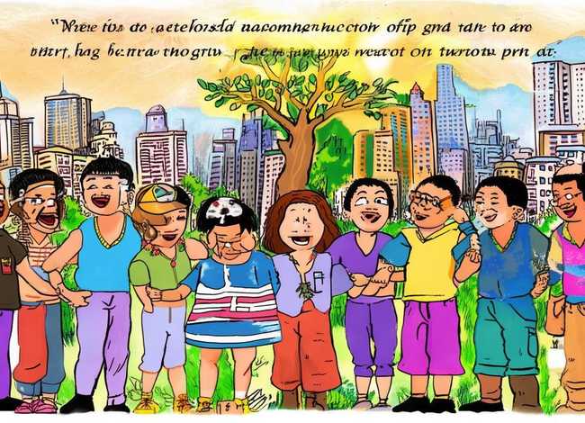民族团结儿童画，祝福城市发展的诗句