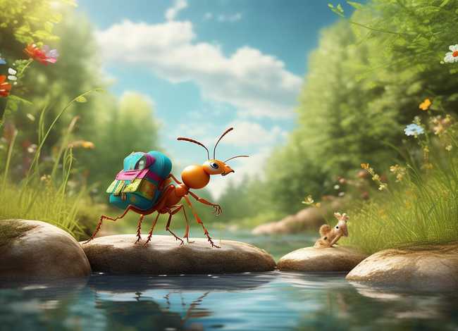 写蚂蚁过河的童话、丁丁的一次奇怪旅行故事内容