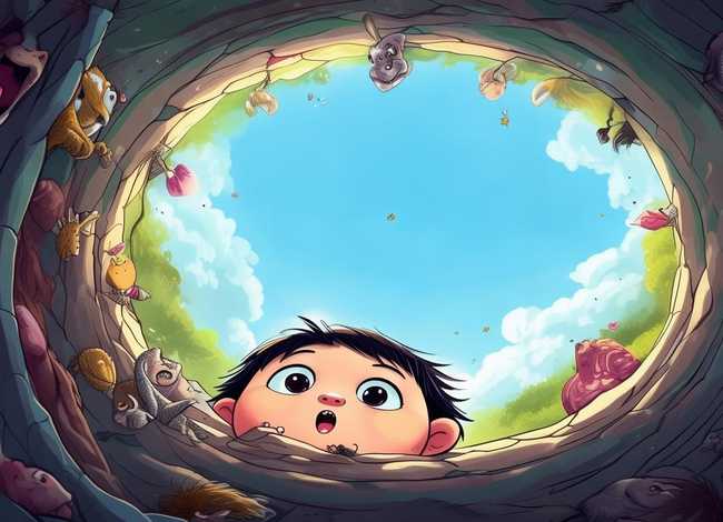 儿童故事简笔画大全色彩丰富、怎么画成语故事坐井观天卡通儿童简笔画教程