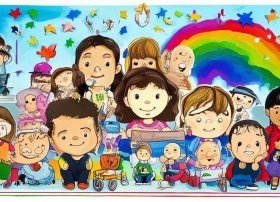 关爱残疾儿童黑板报图片 世界助残日黑板报的设计内容及精美图片