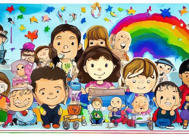 关爱残疾儿童黑板报图片 世界助残日黑板报的设计内容及精美图片