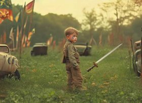 儿童打仗电影，一部外国电影讲述一个小孩一边幻想一边打仗的片子,有点老的