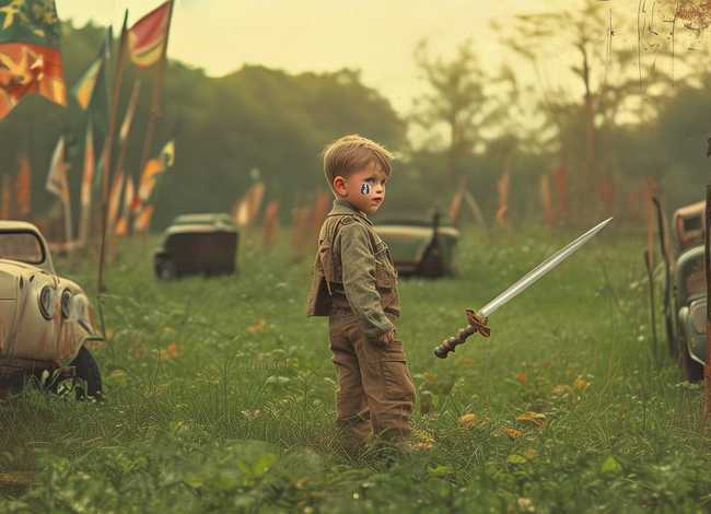儿童打仗电影，一部外国电影讲述一个小孩一边幻想一边打仗的片子,有点老的