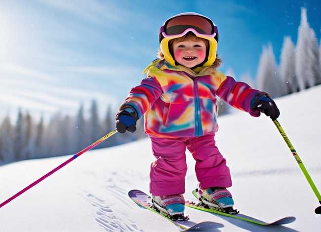 滑雪儿童绘画、滑雪的人怎么画儿童