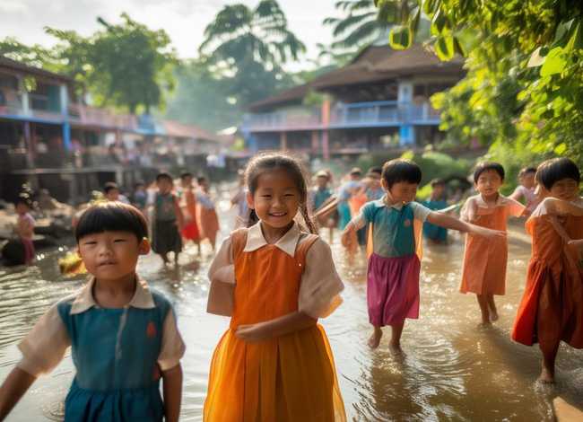越南儿童图片 - 安居水站-越南幼儿园至高中的15年免费教育