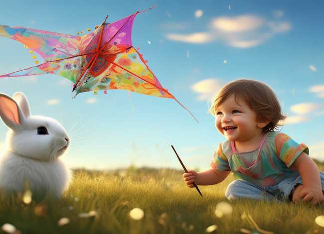 小朋友放风筝的故事 - 小白兔拿风筝的故事 小朋友放风筝的故事 - 小白兔拿风筝的故事