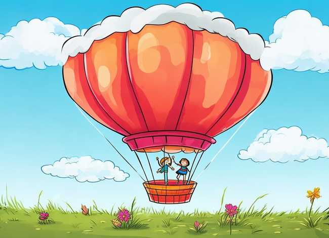 热气球儿童画简笔画，热气球简笔画