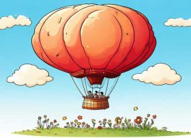 热气球儿童画简笔画，热气球简笔画