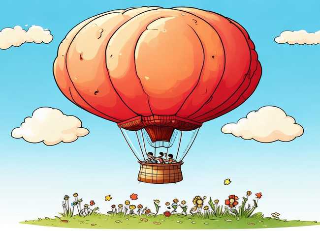 热气球儿童画简笔画，热气球简笔画