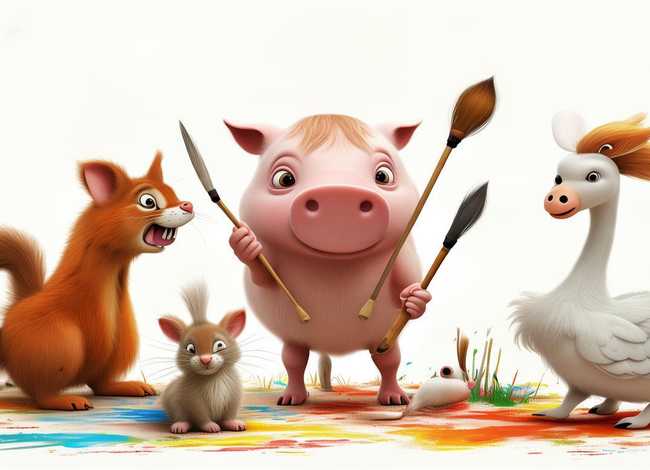 小白鹅故事视频;有一天小猪要画一只猫小松鼠小山羊小白鹅都来给他 小白鹅故事视频;有一天小猪要画一只猫小松鼠小山羊小白鹅都来给他