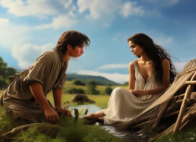 牛郎织女的故事图片、牛郎男耕女织怎么画