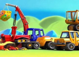 挖土机的儿童故事免费收听；红色挖掘机蓝色吊车黄色推土机动画片叫什么