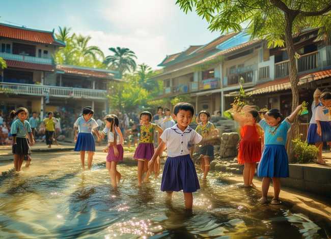 越南儿童图片 - 安居水站-越南幼儿园至高中的15年免费教育