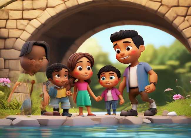 《一家人》儿童故事绘本 - 桥下一家人插图画家 《一家人》儿童故事绘本 - 桥下一家人插图画家