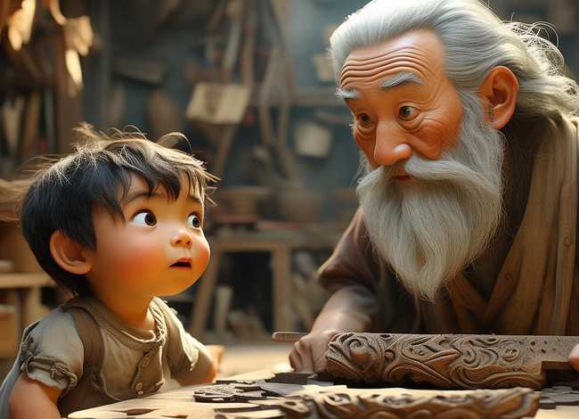 鲁班学艺故事儿童版；鲁班学艺的故事