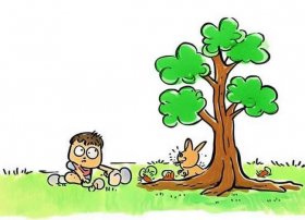 成语故事手绘儿童画 成语故事儿童画守株待兔
