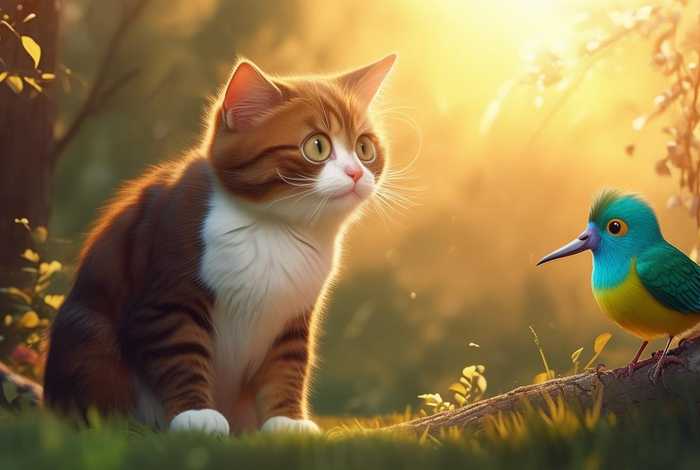 儿童故事猫与鸟 - 鸟与猫的故事 儿童故事猫与鸟 - 鸟与猫的故事