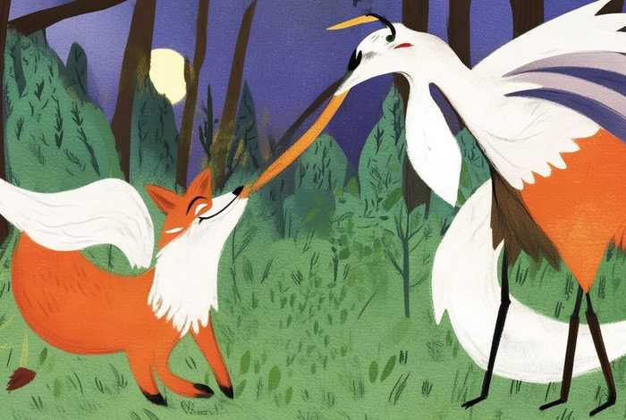 365夜睡前故事狐狸和仙鹤、狐狸和仙鹤故事绘本