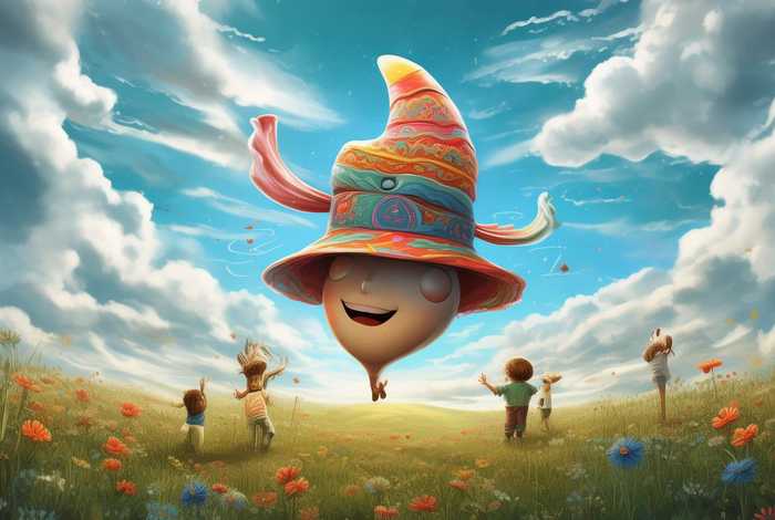 儿童绘本《会飞的帽子》；会飞的帽子绘本图片