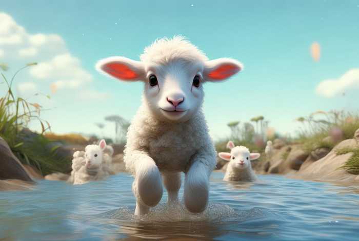 儿童绘本故事绘画小羊过河 小羊过河幼儿故事表演绘本