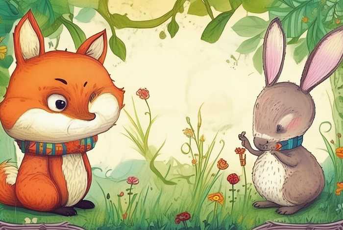 儿童故事狐狸和兔子封面图、狐狸和兔子的故事封面