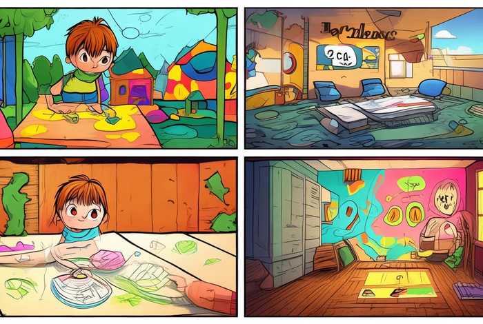 儿童画四格画 四格简笔画 幼儿