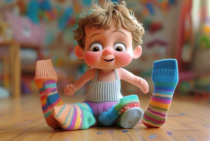 儿童穿袜子趣事 - 儿童穿袜子简笔画图片